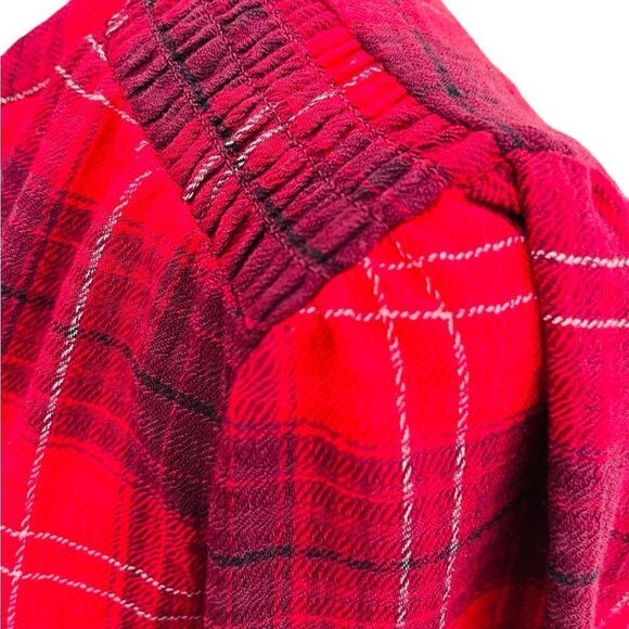 Knox Rose Long Sleeve Split Neck Plaid A Line Belted Dress in Red Plaid Size XS - Picture 4 of 8
